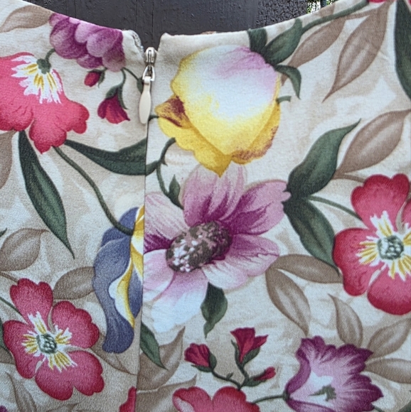 Nwot Adrianna Papell Silk Peony Roses Print Silk Dress 8 - Picture 5 of 10